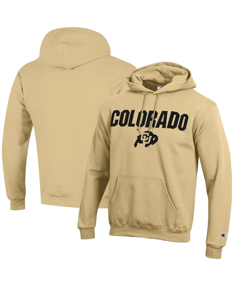 Men's Champion Gold Colorado Buffaloes Straight Over Logo Powerblend Pullover Hoodie