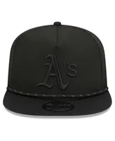 Men's New Era Oakland Athletics Black on Black Meshback Golfer Snapback Hat