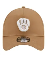 Men's New Era Khaki Milwaukee Brewers A-Frame 9FORTY Adjustable Hat
