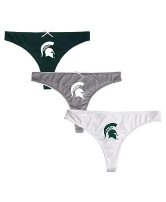 Women's Concepts Sport Green, Charcoal, White Michigan State Spartans Arctic Three-Pack Thong Underwear Set
