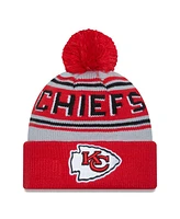 Men's New Era Red Kansas City Chiefs Main Cuffed Knit Hat with Pom