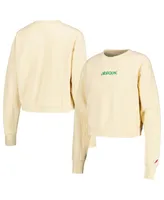 Women's League Collegiate Wear Cream Oregon Ducks Timber Cropped Pullover Sweatshirt