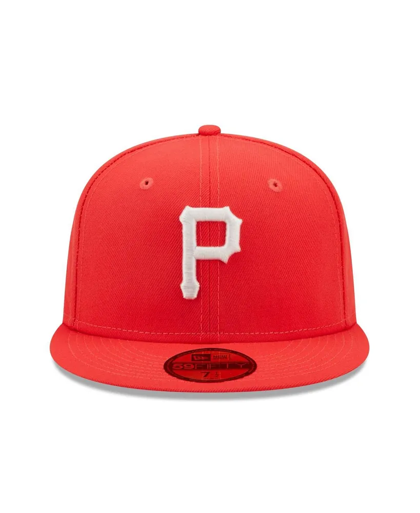 Men's New Era Red Pittsburgh Pirates Lava Highlighter Logo 59FIFTY Fitted Hat