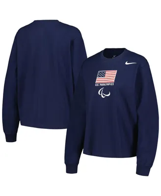 Women's Nike Navy U.s. Paralympics Long Sleeve Boxy T-shirt