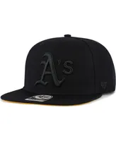 Men's '47 Brand Oakland Athletics Black on Black Sure Shot Captain Snapback Hat