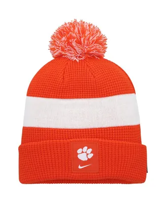 Men's Nike Orange Clemson Tigers Sideline Team Cuffed Knit Hat with Pom