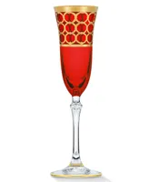 Lorren Home Trends Multicolor Champagne Flutes with Gold-Tone Rings, Set of 4