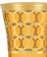Lorren Home Trends Amber Color Champagne Flutes with Gold-Tone Rings, Set of 4