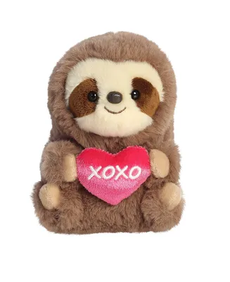 Aurora Small Xoxo Sloth Rolly Pet Round Plush Toy Brown 6"