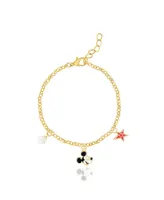 Disney Mickey Mouse Charm Bracelet 6.5" + 1" - Official License Gold Plated 100th Anniversary Limited Edition Bracelet