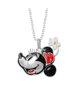 Disney 100 Minnie Mouse Silver Plated Head Pendant Necklace - 18" Chain- Officially Licensed, Limited Edition