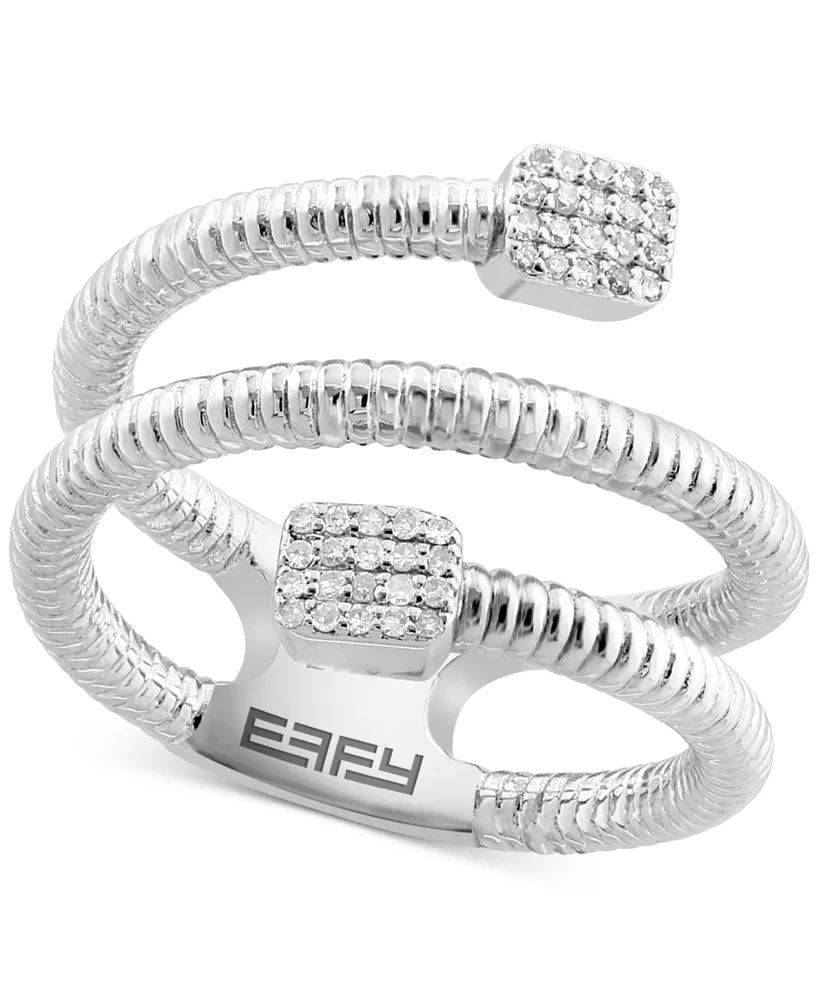 Effy Diamond Square Cluster Coil Ring (1/10 ct. t.w.) in Sterling Silver