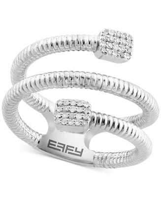 Effy Diamond Square Cluster Coil Ring (1/10 ct. t.w.) in Sterling Silver