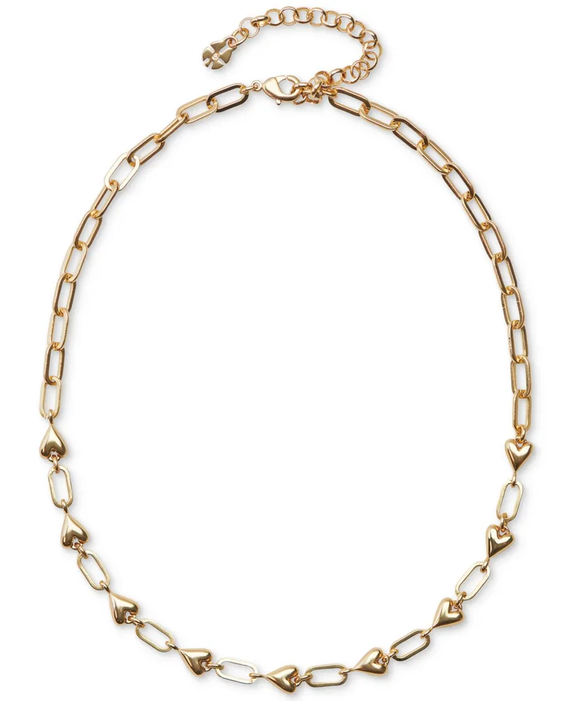 Lucky Brand Gold-Tone Heart Link Collar Necklace, 15-3/4" + 3" extender