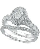 Diamond Oval Halo Bridal Set (2 ct. t.w.) in 14k White Gold