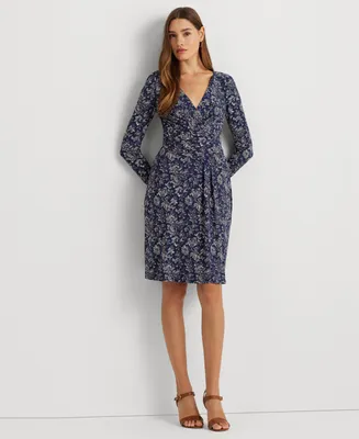 Lauren Ralph Women's Floral Stretch Jersey Long-Sleeve Dress