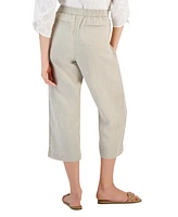 Charter Club Women's 100% Linen Solid Cropped Pull-On Pants, Created for Macy's