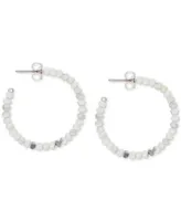 Lucky Brand Silver-Tone Beaded Hoop Earrings, 1-1/4"