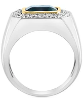 Effy Men's Lab Grown Emerald (2-7/8 ct. t.w.) & Lab Grown Diamond (7/8 ct. t.w.) Halo Ring in 14k Two-Tone Gold