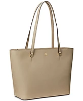 Lauren Ralph Crosshatch Leather Medium Karly Shopper Tote