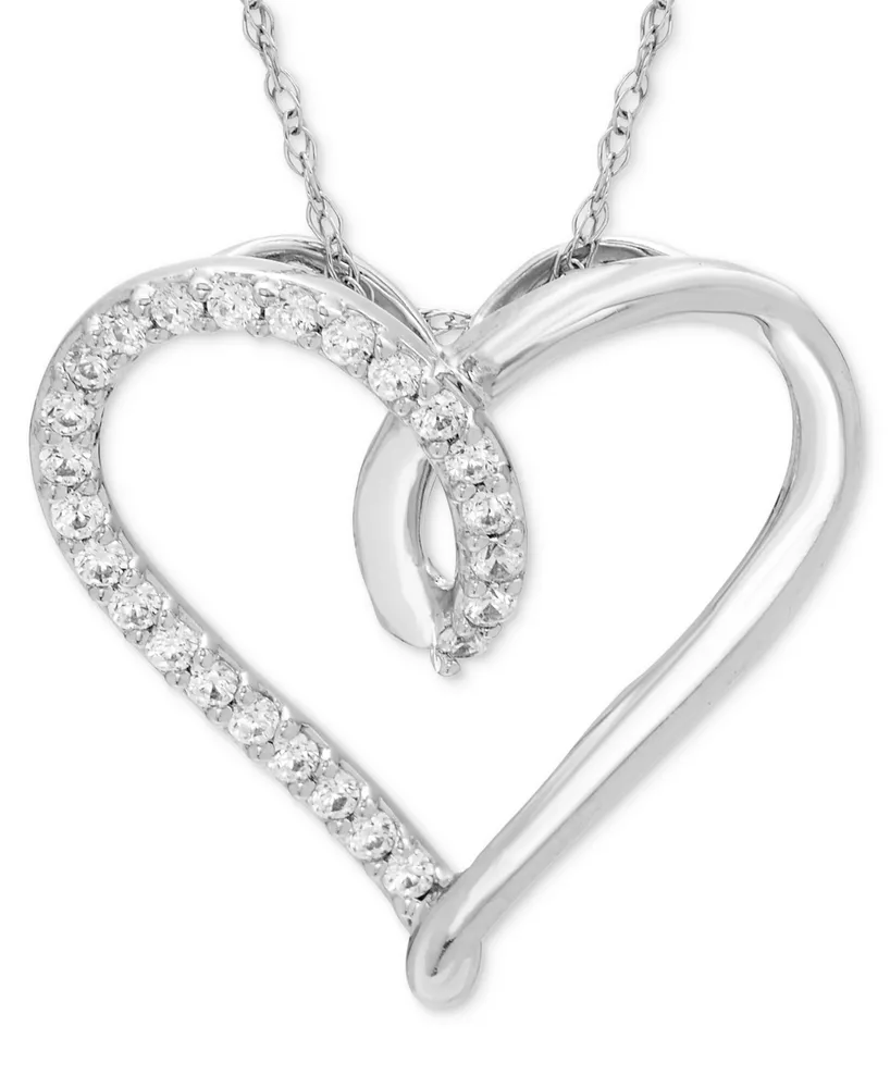 Diamond Open Heart 18" Pendant Necklace (1/5 ct. t.w.) in 14k White gold