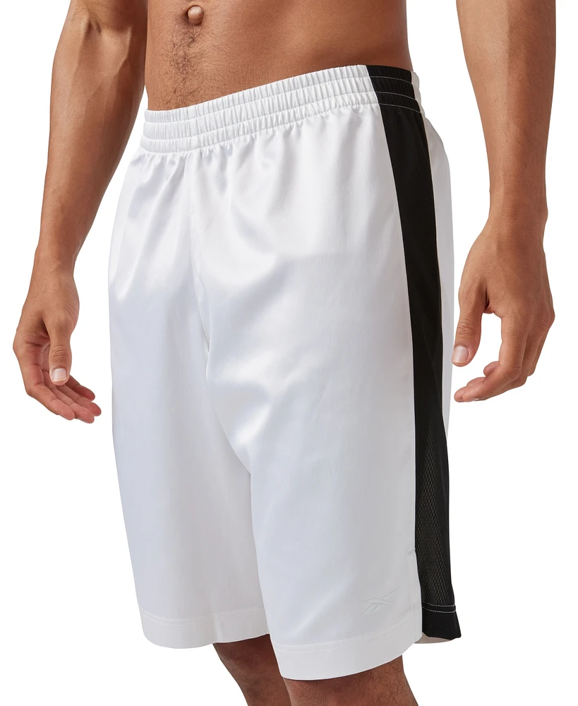 Reebok Men's Regular-Fit Mesh-Panel Satin Basketball Shorts