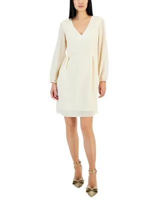 I.n.c. International Concepts Women's Textured Chiffon Long-Sleeve Bow-Back Dress, Created for Macy's