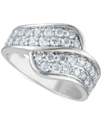 Diamond Double Row Bypass Statement Ring (1 ct. t.w.) in 14k White Gold