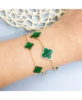 The Lovery Malachite Clover Bracelet 14K Gold