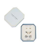 Unwritten Cubic Zirconia Bezel and Evil Eye 6-Piece Earring Set