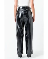 Women's Pleated Pu Pants