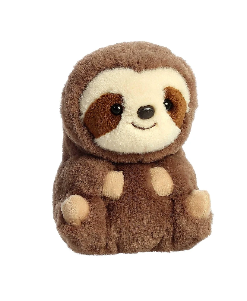 Aurora Mini Seth Sloth Rolly Pet Round Plush Toy Brown 5"
