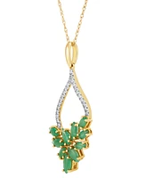 Emerald (1-1/3 ct. t.w.) & Diamond (1/10 ct. t.w.) Vine 18" Pendant Necklace in 14k Gold