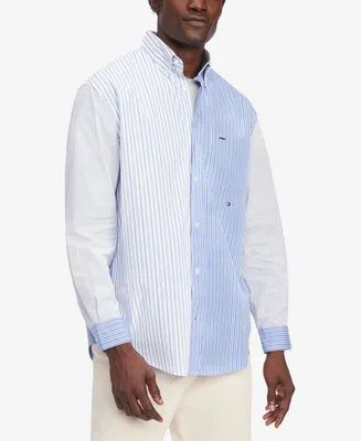 Tommy Hilfiger Men's Regular-Fit Block Stripe Cotton Poplin Shirt