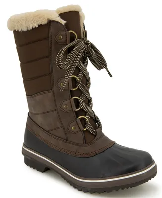 Jbu Women's Siberia Waterproof Lace-Up Quilted Cold-Weather Boots