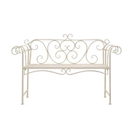 Patio Bench 52" Metal Antique White