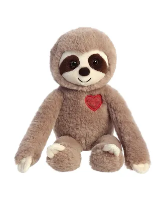 Aurora Medium Sweety Sloth Valentine Heartwarming Plush Toy Brown 12"