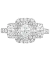 Diamond Oval Double Halo Engagement Ring (1-1/3 ct. t.w.) in 14k White Gold
