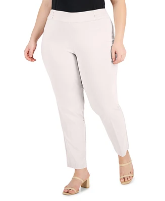 Jm Collection Plus & Petite Tummy Control Pull-On Slim-Leg Pants, Created for Macy's