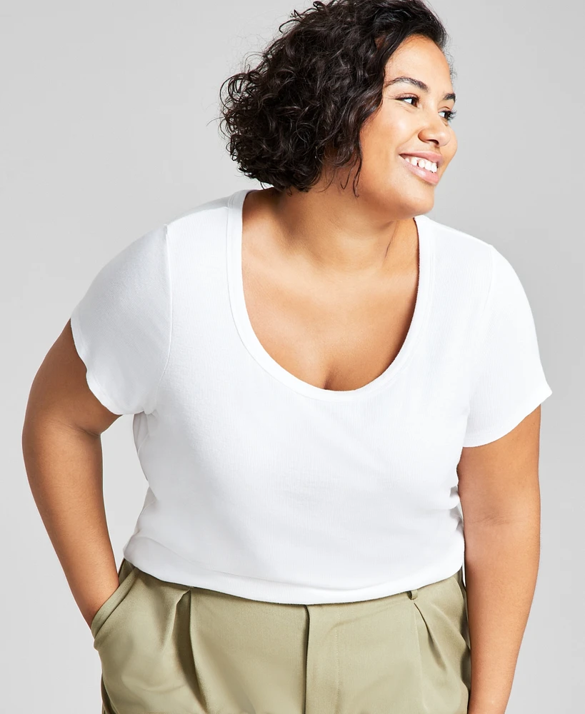 And Now This Trendy Plus Size Scoop-Neck Short-Sleeve Top