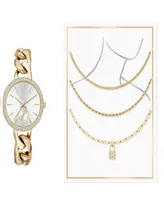 Jessica Carlyle Women's Quartz Gold-Tone Alloy Watch 34mm Gift Set