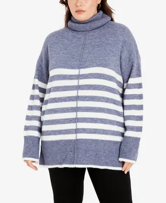 Avenue Plus Livvy Stripe Rolled Neck Sweater