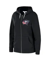 Women's Wear by Erin Andrews Black Columbus Blue Jackets Sponge Full-Zip Hoodie