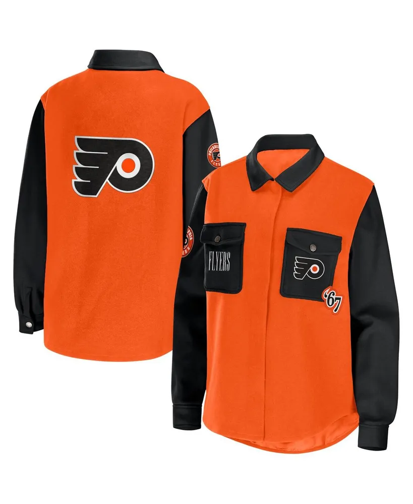 Women's Wear by Erin Andrews Orange, Black Philadelphia Flyers Colorblock Button-Up Shirt Jacket