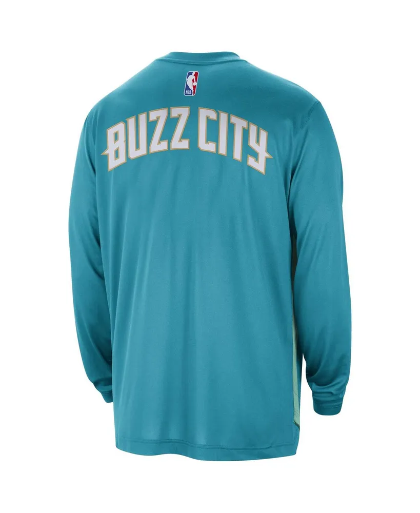 Men's Jordan Teal Distressed Charlotte Hornets 2023/24 City Edition Authentic Pregame Performance Long Sleeve Shooting T-shirt