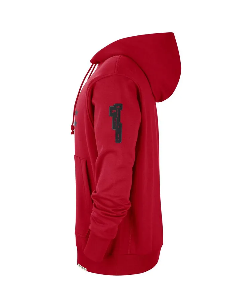 Men's Nike Red Distressed Philadelphia 76ers 2023/24 City Edition Courtside Standard Issue Pullover Hoodie