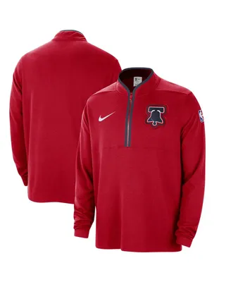 Men's Nike Red Philadelphia 76ers 2023/24 City Edition Authentic Coaches Half-Zip Jacket