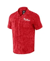 Men's Darius Rucker Collection by Fanatics Red Distressed Philadelphia Phillies Denim Team Color Button-Up Shirt