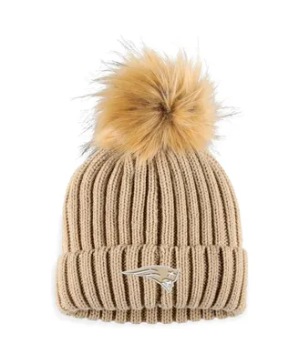 Women's Wear by Erin Andrews Natural New England Patriots Neutral Cuffed Knit Hat with Pom
