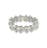 Suzy Levian Sterling Silver Cubic Zirconia Floral Eternity Band Ring